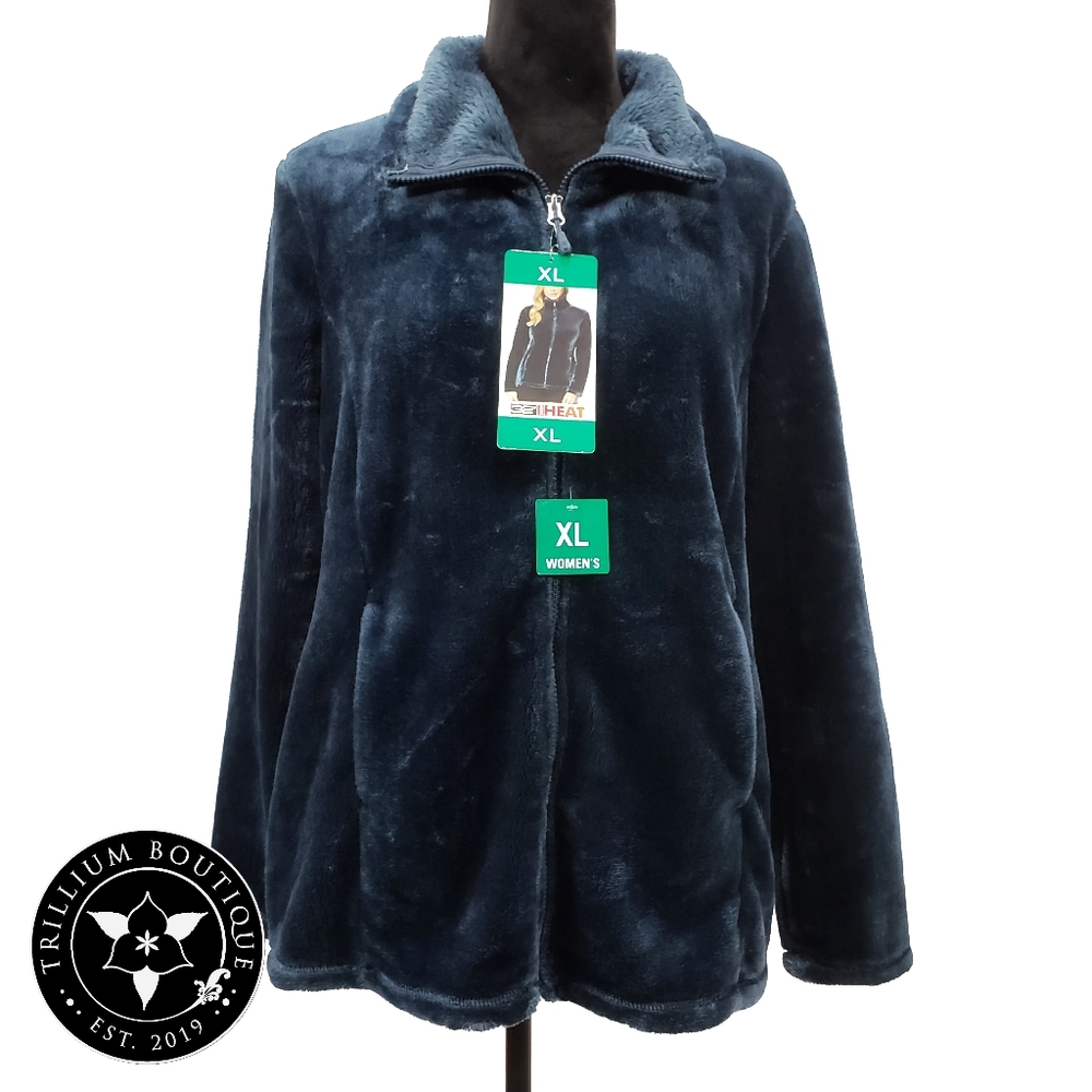 32 Degrees Women's Deep Baltic Plush Zipper Jacket XXL NWT